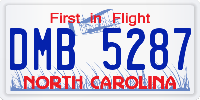 NC license plate DMB5287