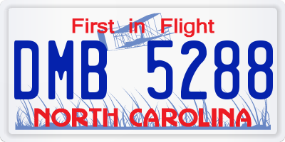 NC license plate DMB5288