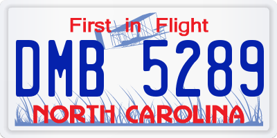 NC license plate DMB5289