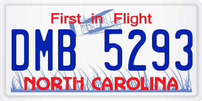 NC license plate DMB5293