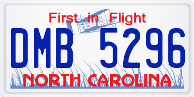 NC license plate DMB5296