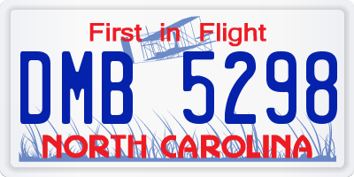 NC license plate DMB5298