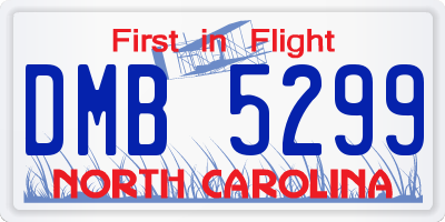 NC license plate DMB5299