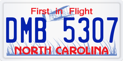NC license plate DMB5307