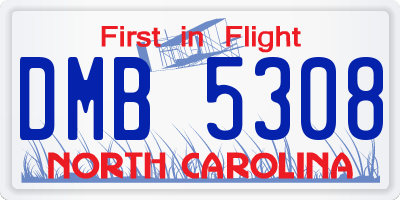 NC license plate DMB5308