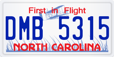 NC license plate DMB5315