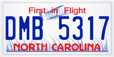 NC license plate DMB5317