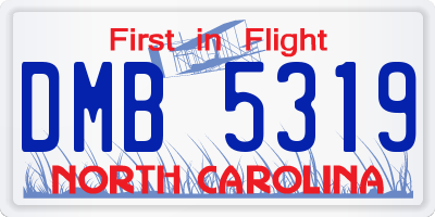 NC license plate DMB5319