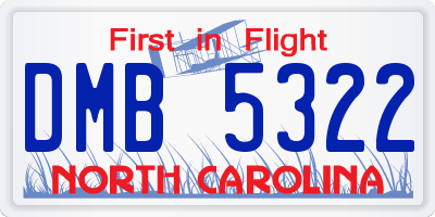 NC license plate DMB5322