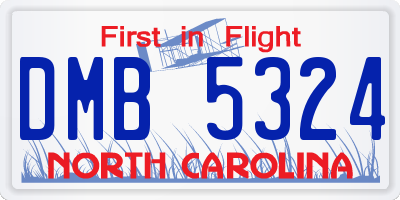 NC license plate DMB5324