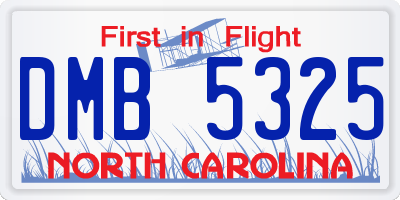 NC license plate DMB5325