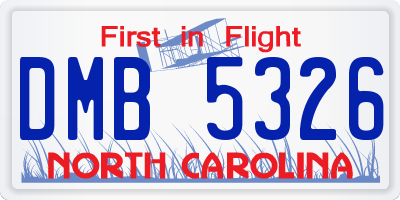NC license plate DMB5326