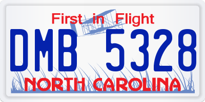 NC license plate DMB5328