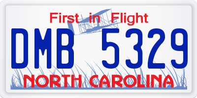 NC license plate DMB5329