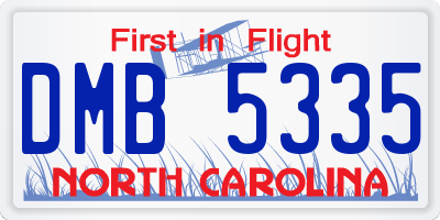 NC license plate DMB5335