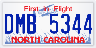 NC license plate DMB5344