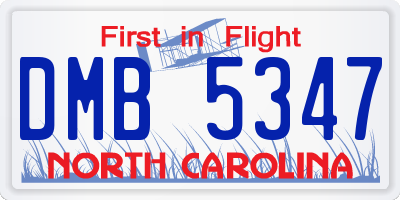 NC license plate DMB5347