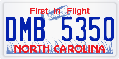 NC license plate DMB5350