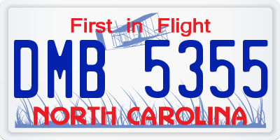 NC license plate DMB5355