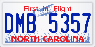NC license plate DMB5357