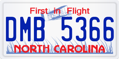 NC license plate DMB5366