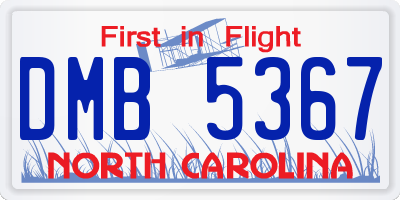 NC license plate DMB5367