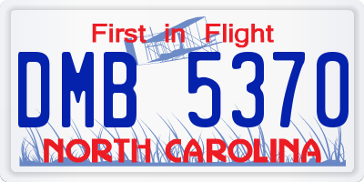 NC license plate DMB5370