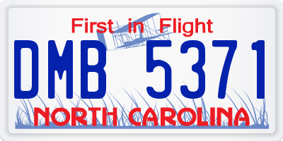 NC license plate DMB5371