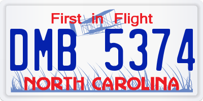 NC license plate DMB5374