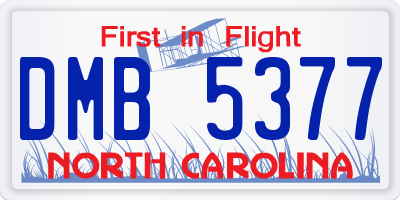 NC license plate DMB5377