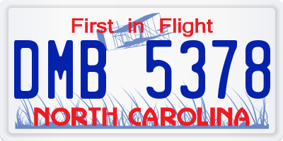 NC license plate DMB5378