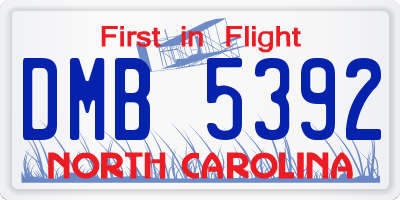 NC license plate DMB5392