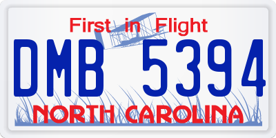 NC license plate DMB5394