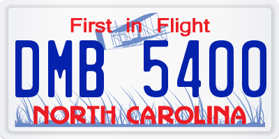 NC license plate DMB5400