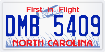NC license plate DMB5409