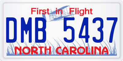 NC license plate DMB5437