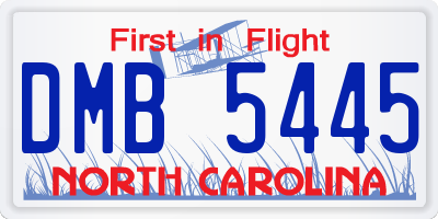 NC license plate DMB5445