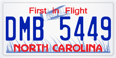 NC license plate DMB5449