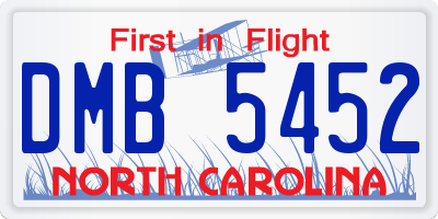 NC license plate DMB5452