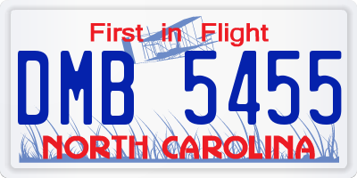 NC license plate DMB5455