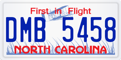 NC license plate DMB5458