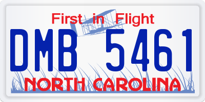 NC license plate DMB5461
