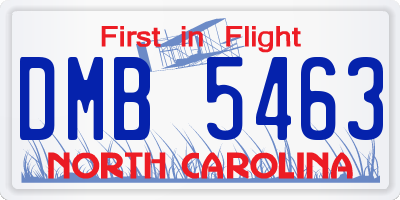 NC license plate DMB5463