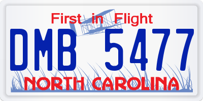 NC license plate DMB5477