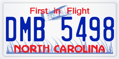 NC license plate DMB5498