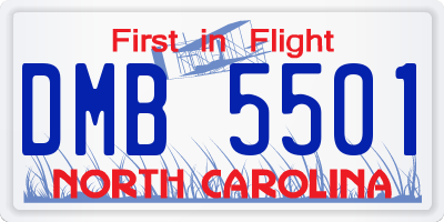 NC license plate DMB5501