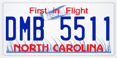NC license plate DMB5511