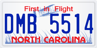 NC license plate DMB5514