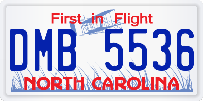 NC license plate DMB5536
