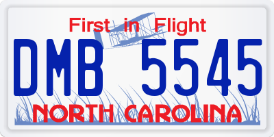 NC license plate DMB5545